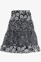 Paisley Floral Tiered Lined Elastic Waist Skirt