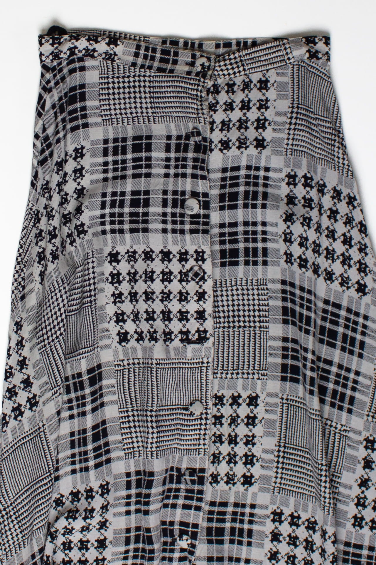 Vintage Button Up Patchwork Pattern Skirt (1990s)