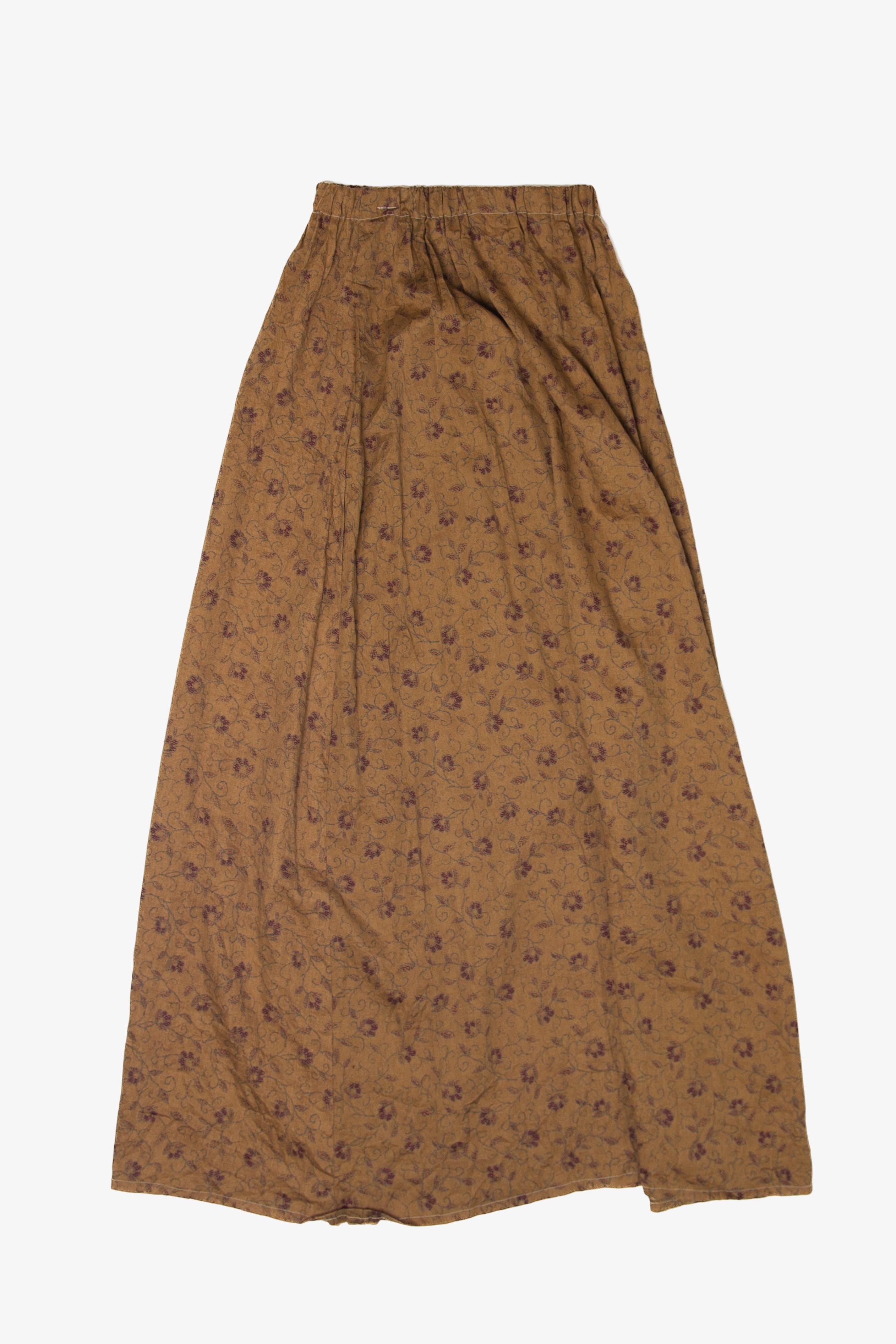 Vintage Brown Floral Maxi Skirt (1990s)