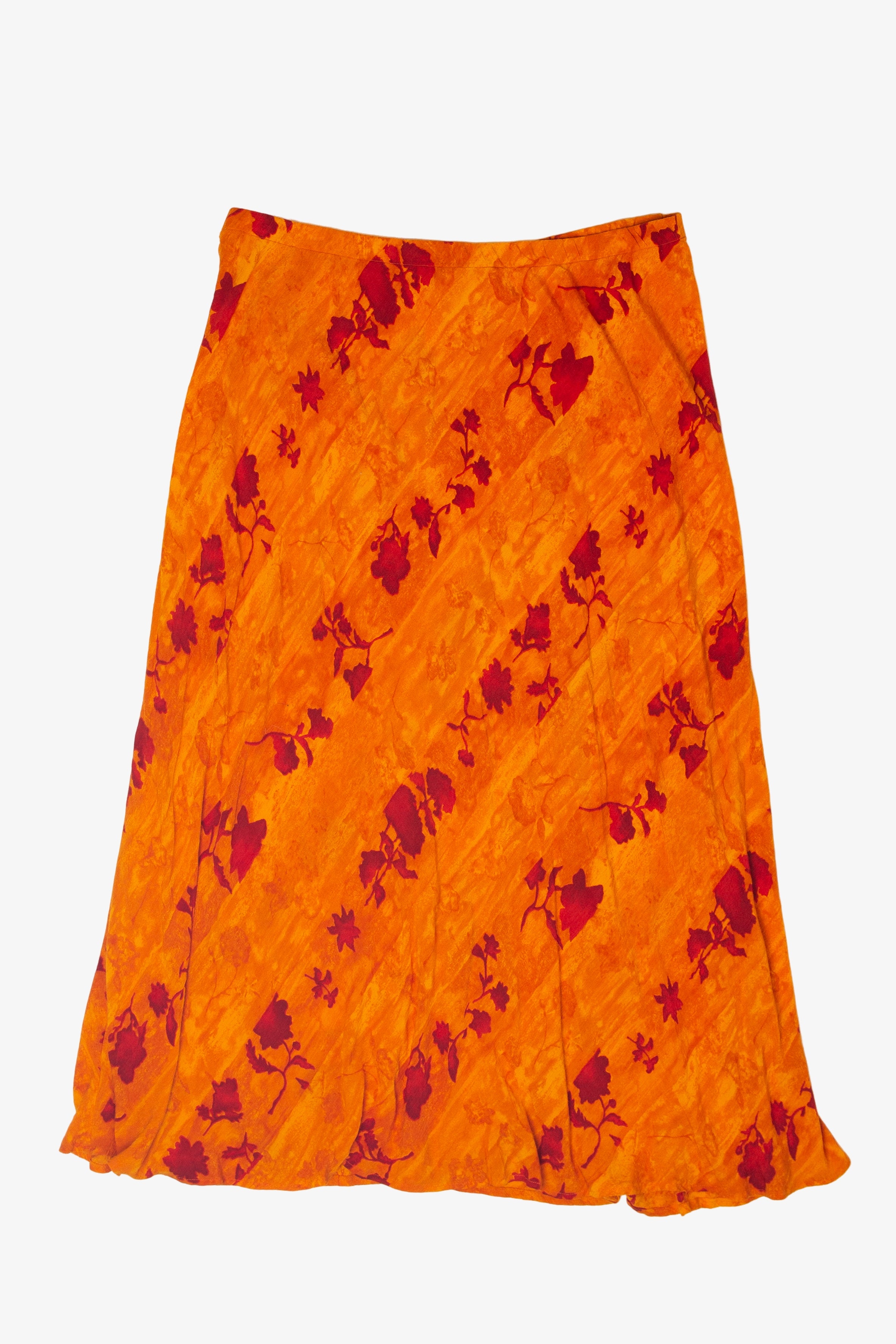 Vintage Orange Floral Skirt (1980s)