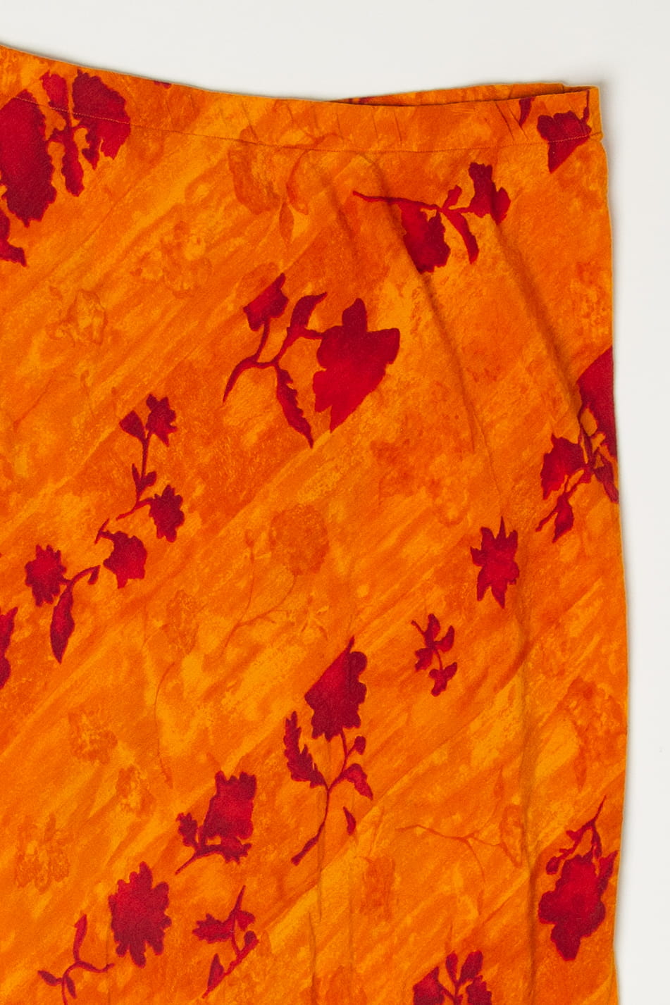 Vintage Orange Floral Skirt (1980s)