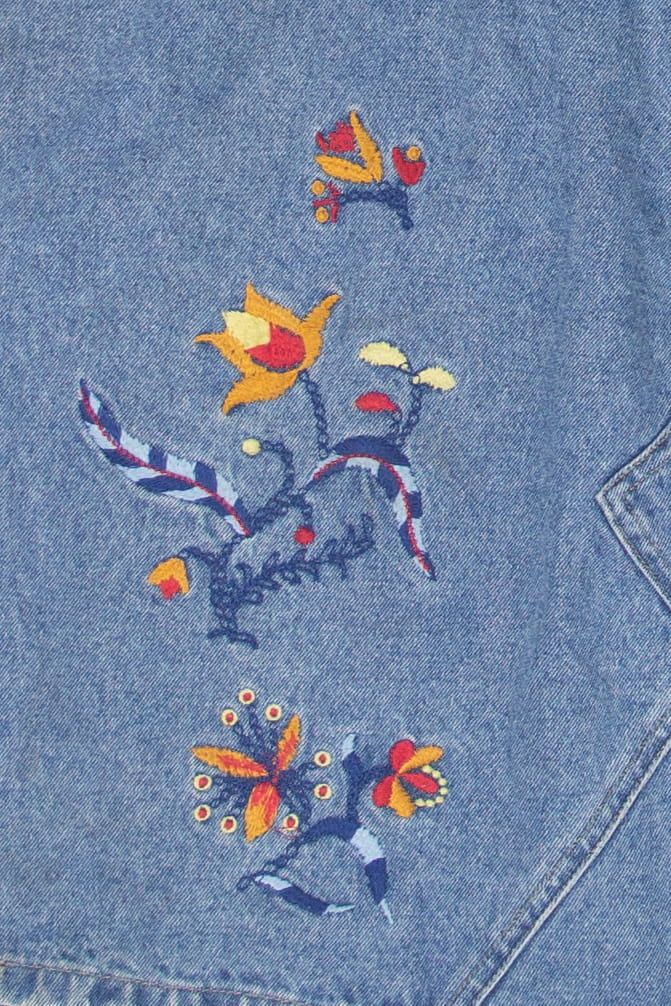 Vintage Embroidered Denim Skirt (1990s)