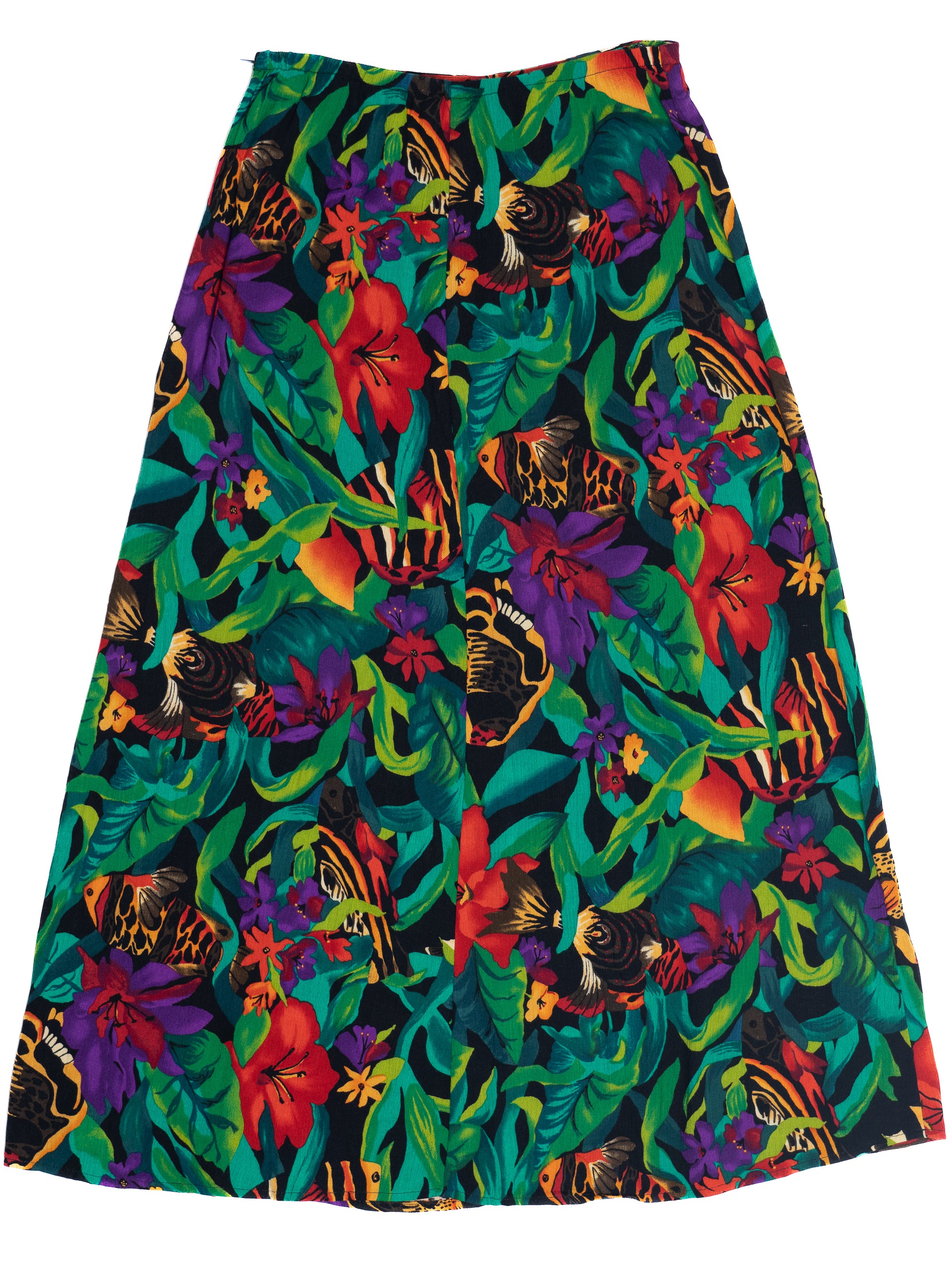 Vintage Tropical Print Flowy Skirt (1990s)