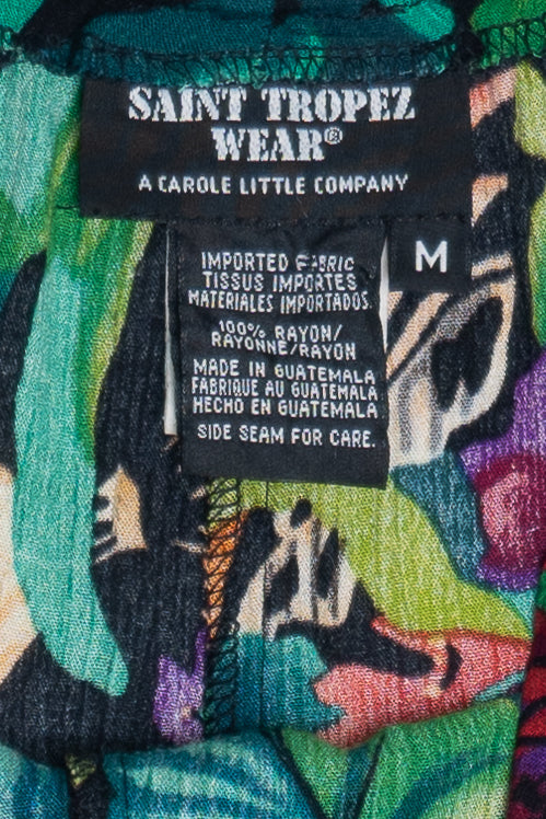 Vintage Tropical Print Flowy Skirt (1990s)