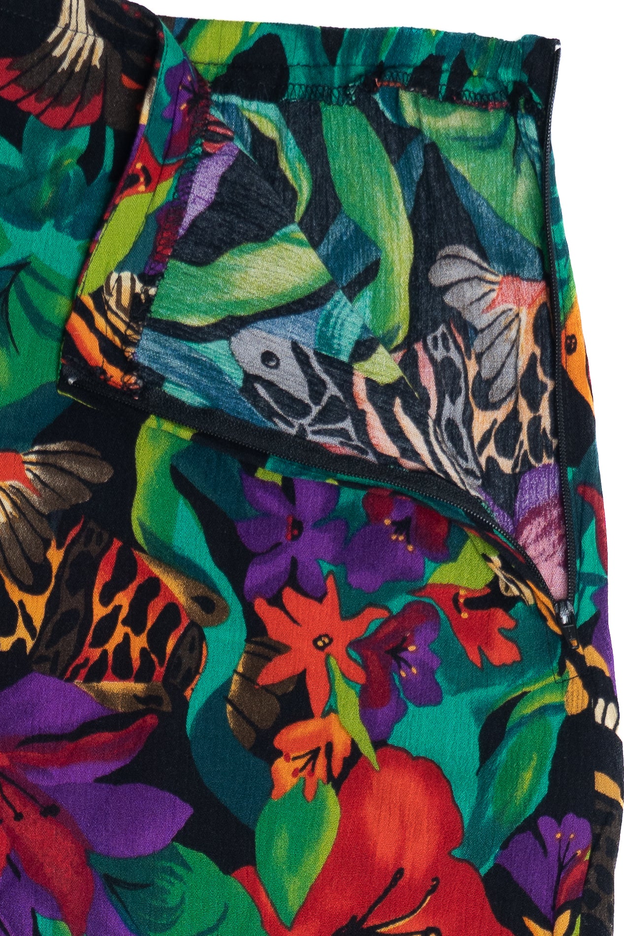 Vintage Tropical Print Flowy Skirt (1990s)