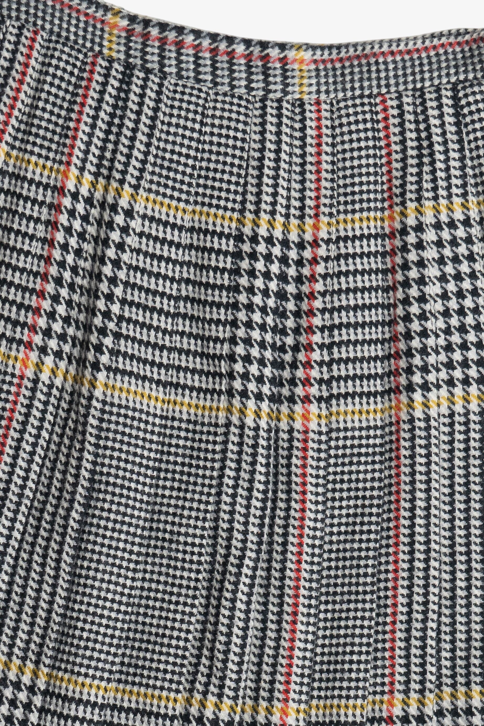 Vintage Houndstooth Plaid Woodward Shop Pleated Wool Skirt (1990s)