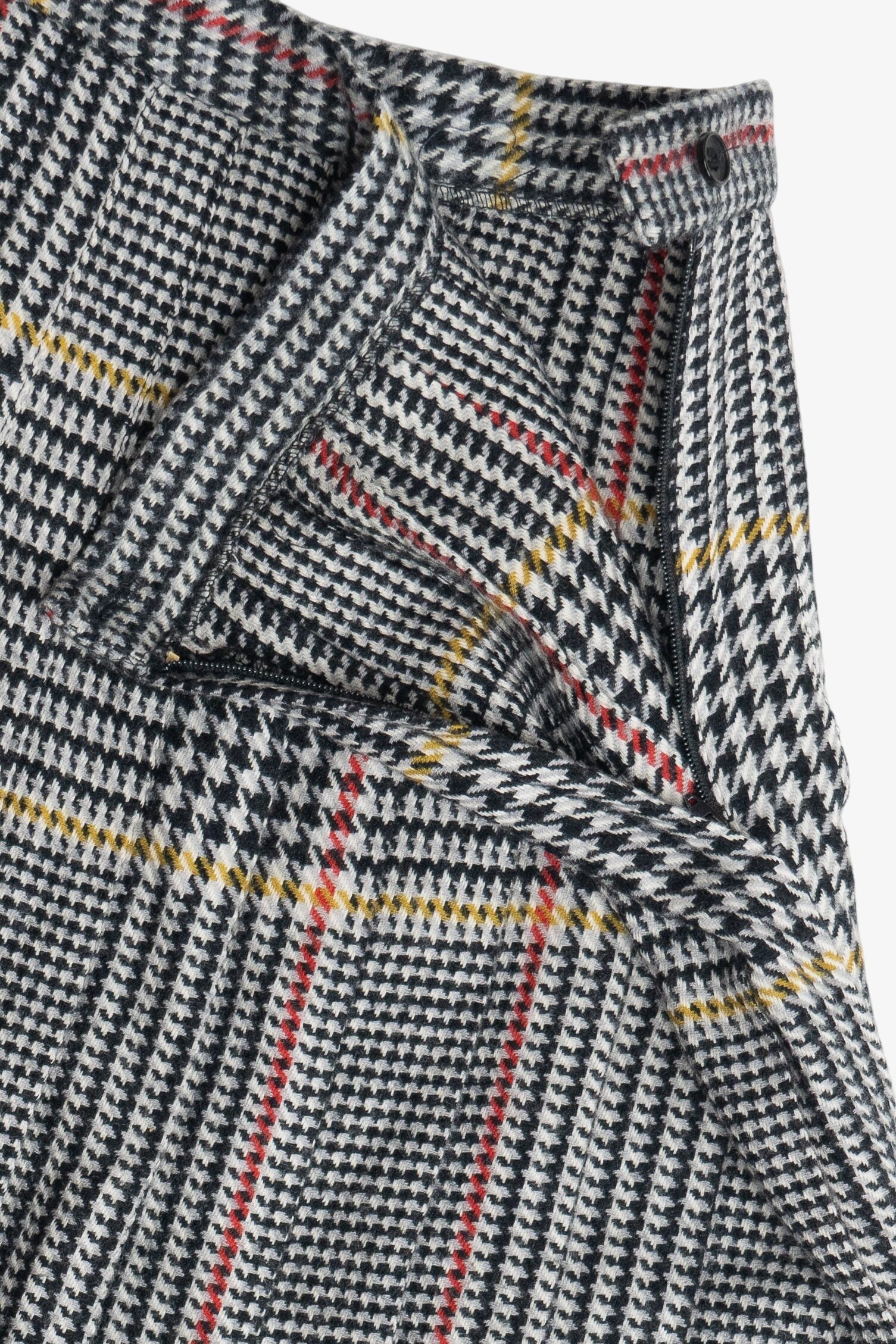 Vintage Houndstooth Plaid Woodward Shop Pleated Wool Skirt (1990s)