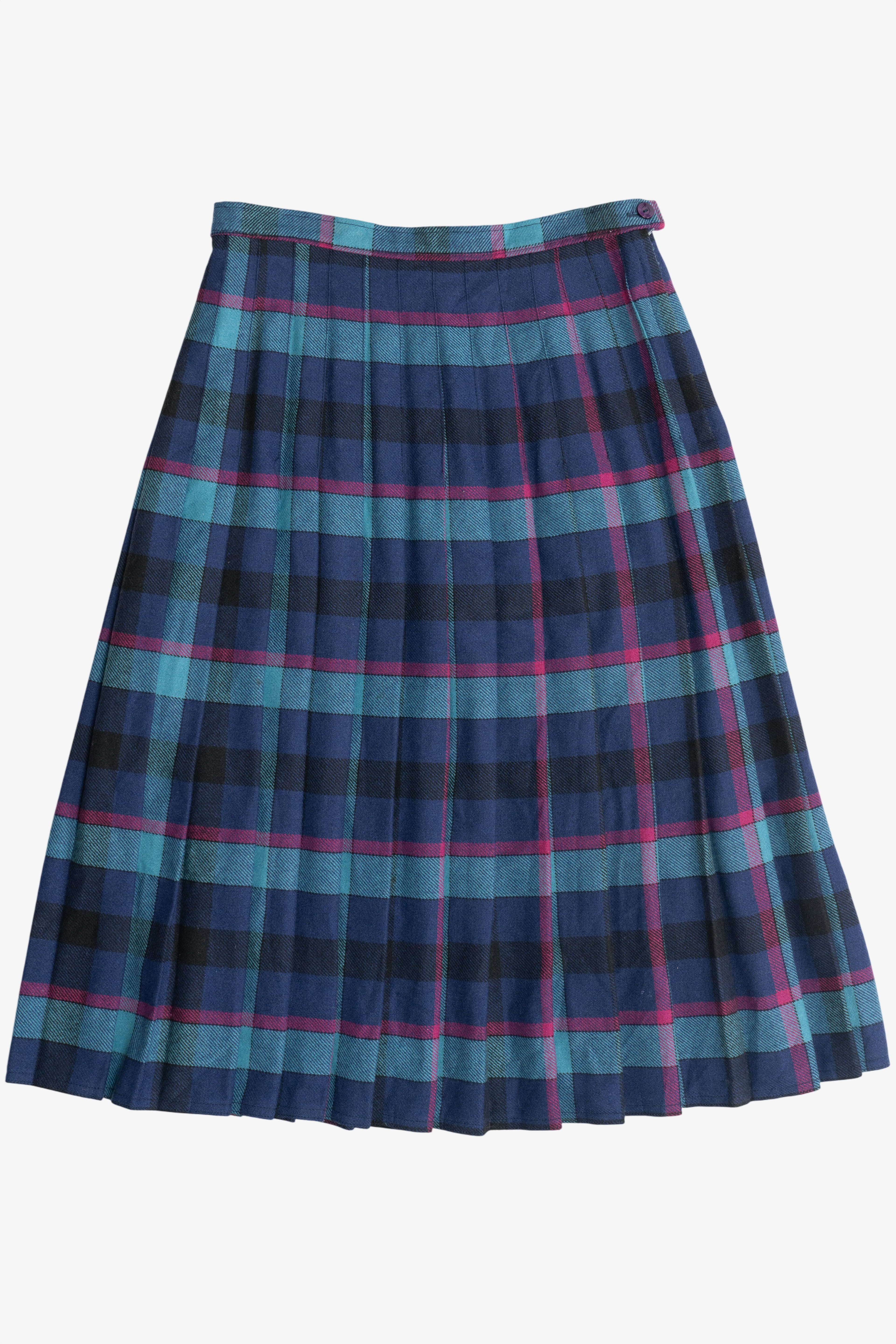 Vintage Pleated Wool Plaid Skirt (1990s)