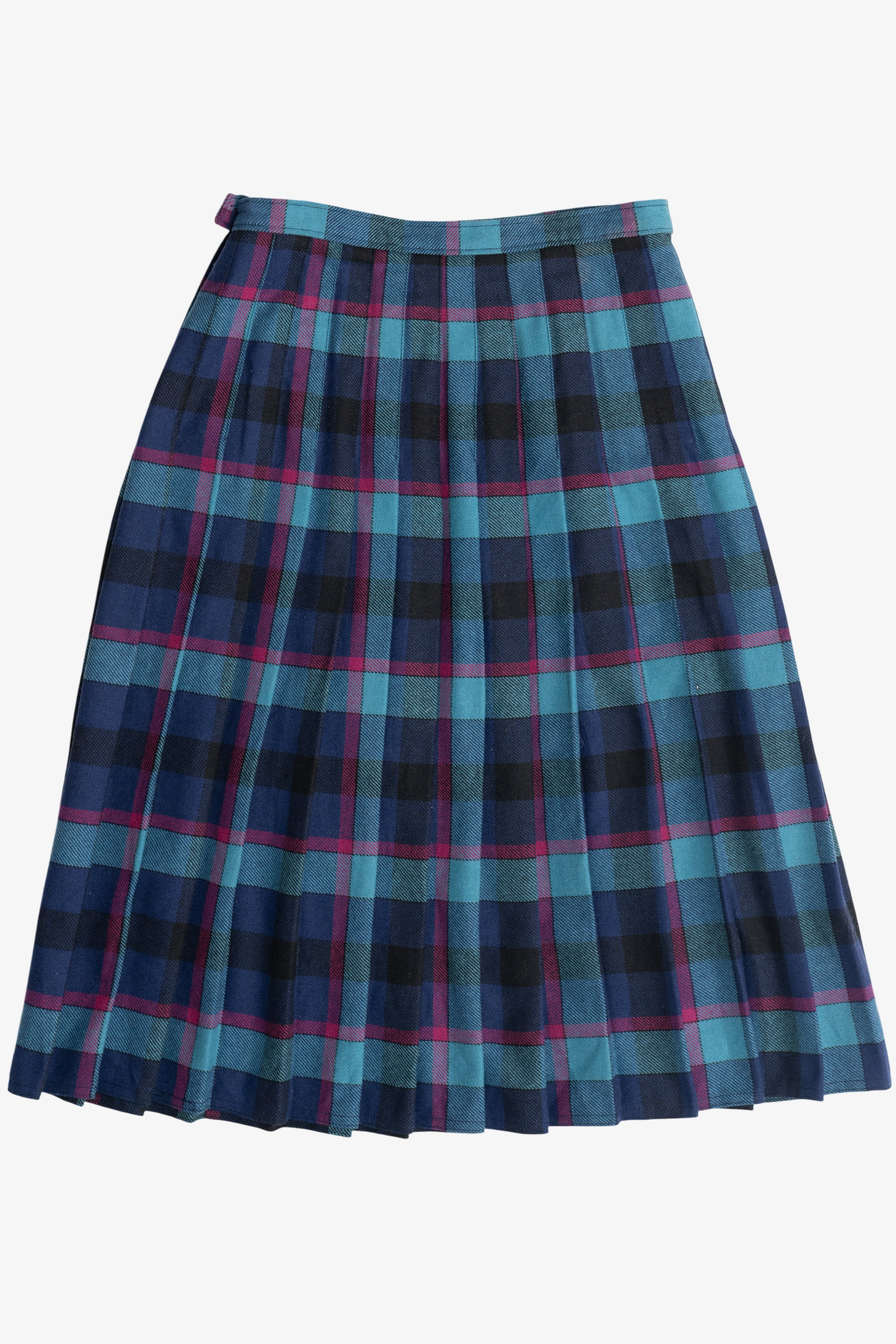 Vintage Pleated Wool Plaid Skirt (1990s)