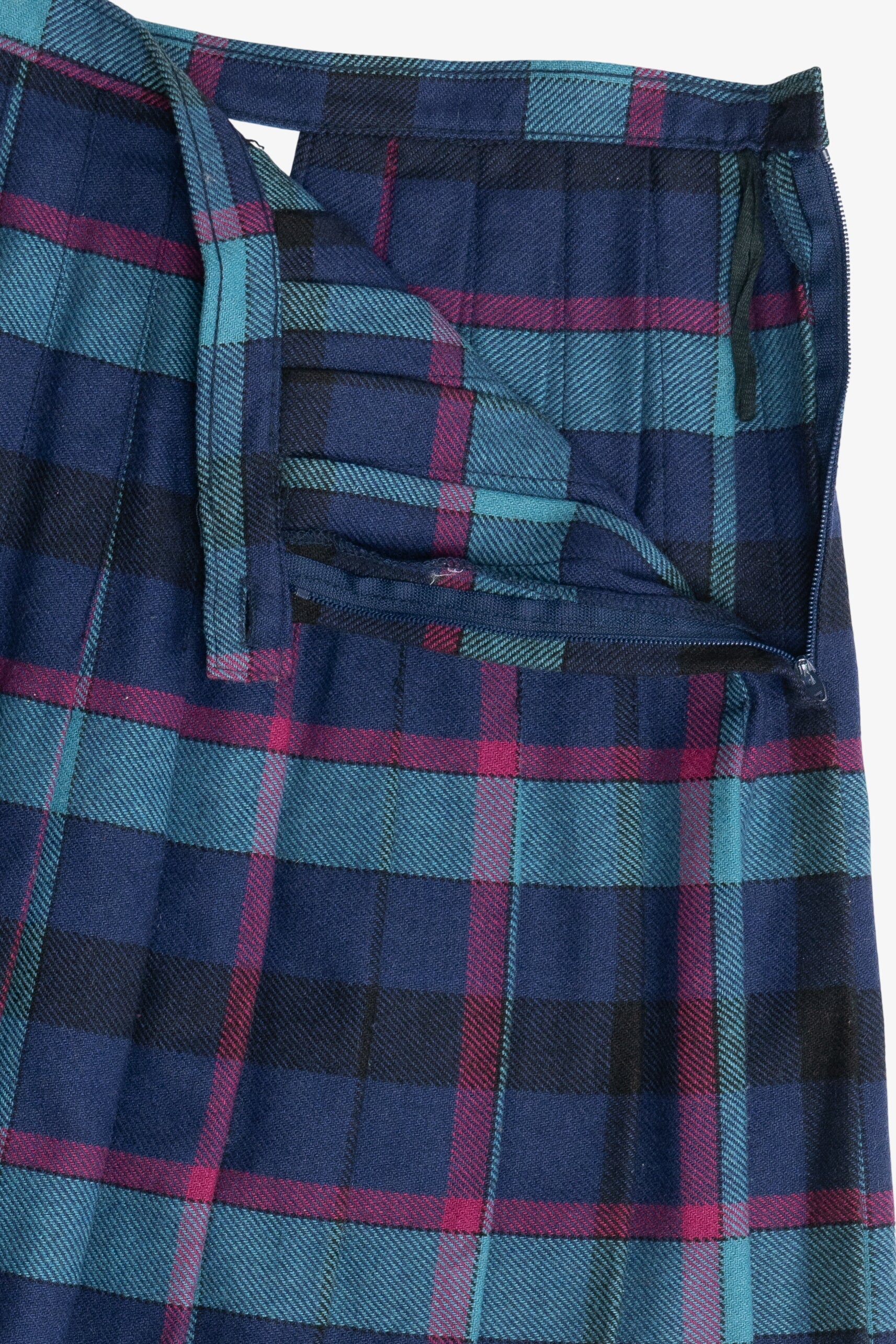 Vintage Pleated Wool Plaid Skirt (1990s)