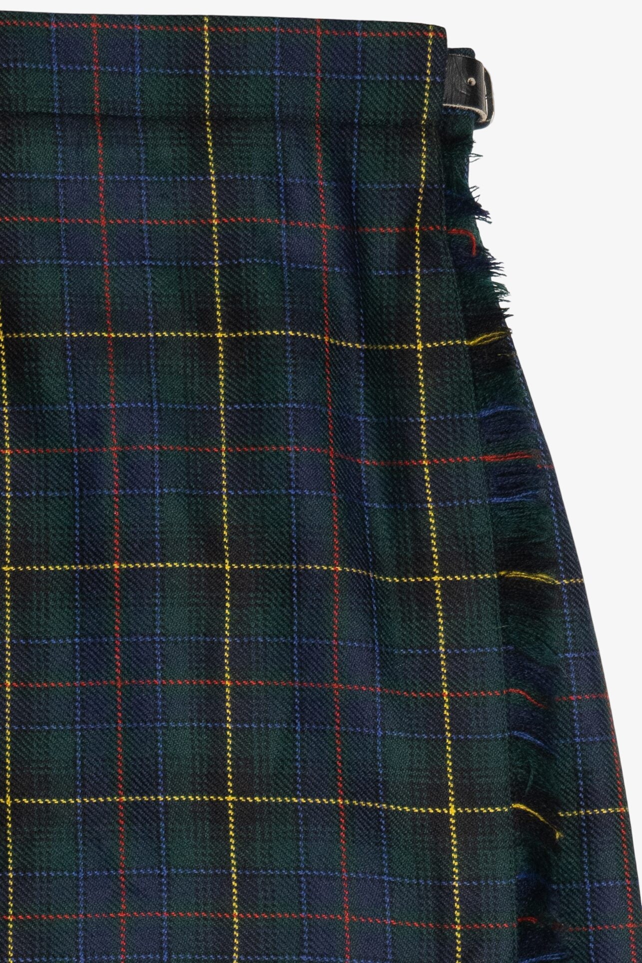 Vintage Scottish Plaid Wool Highland Kilts Adjustable Waist Midi Skirt (1980s)