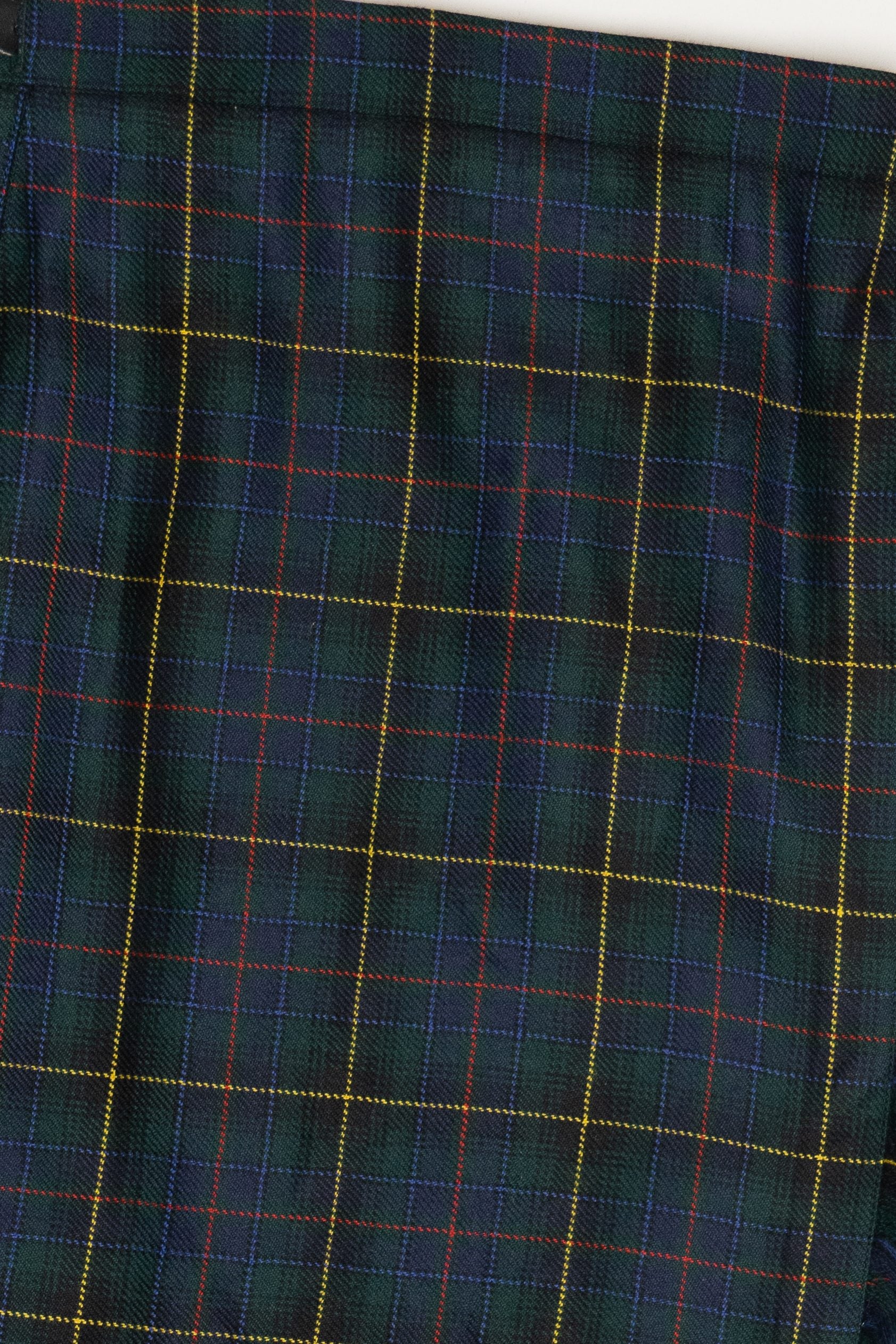 Vintage Scottish Plaid Wool Highland Kilts Adjustable Waist Midi Skirt (1980s)