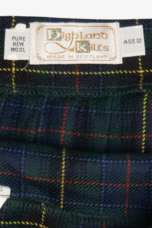Vintage Scottish Plaid Wool Highland Kilts Adjustable Waist Midi Skirt (1980s)