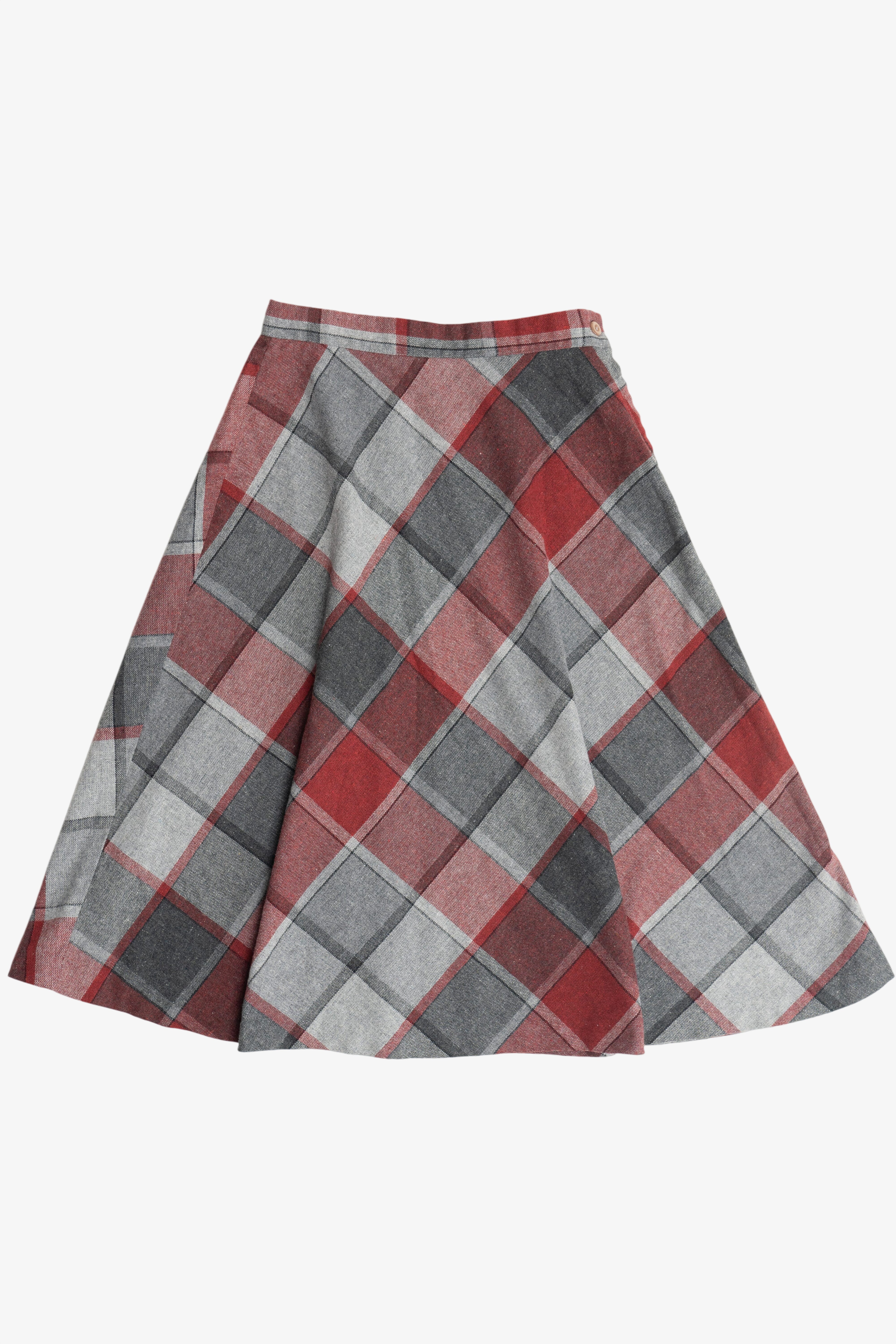 Vintage Plaid Wool Circle Skirt (1980s)