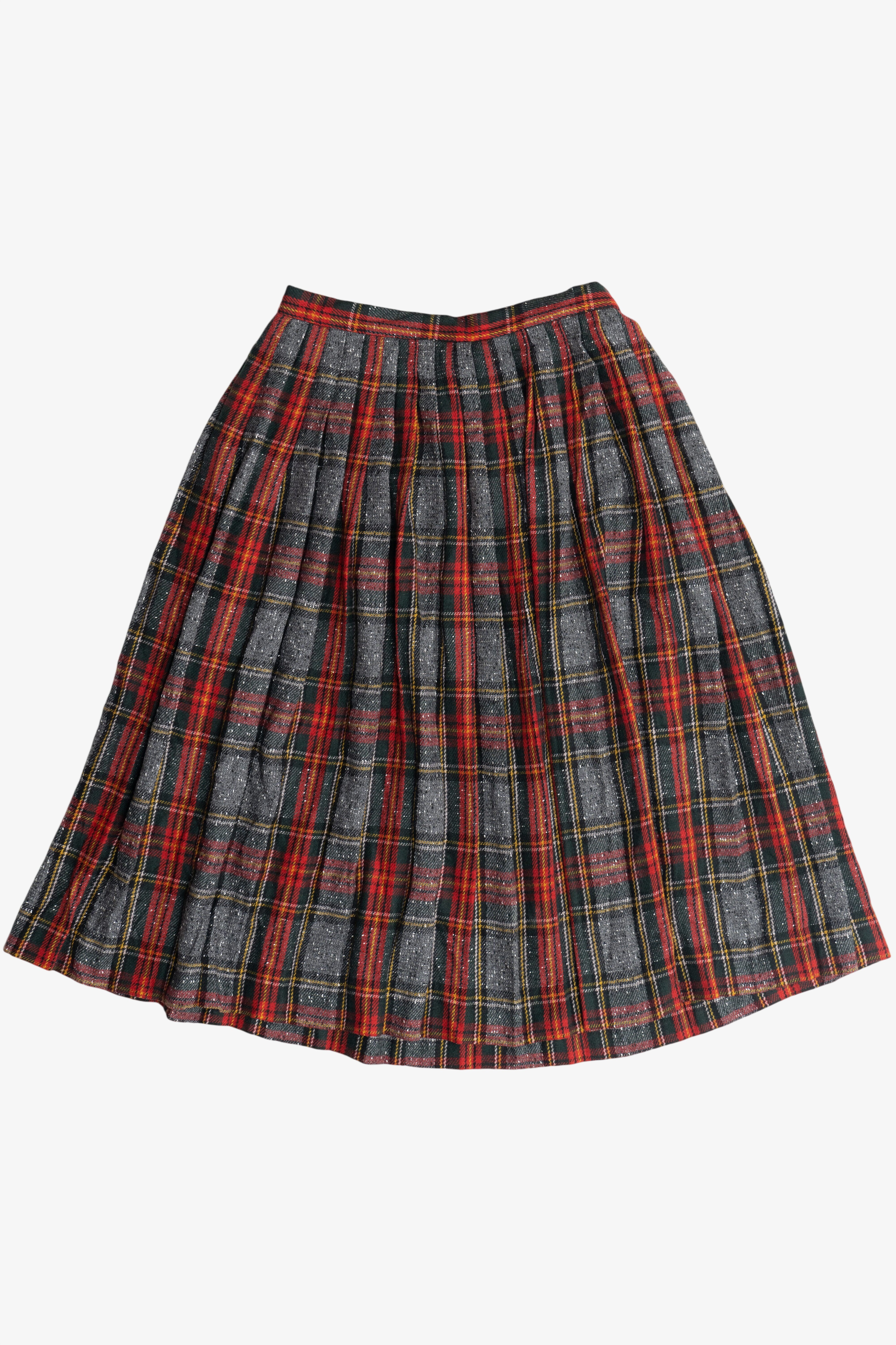 Vintage Herman Geist Plaid Pleated Wool Skirt (1990s)