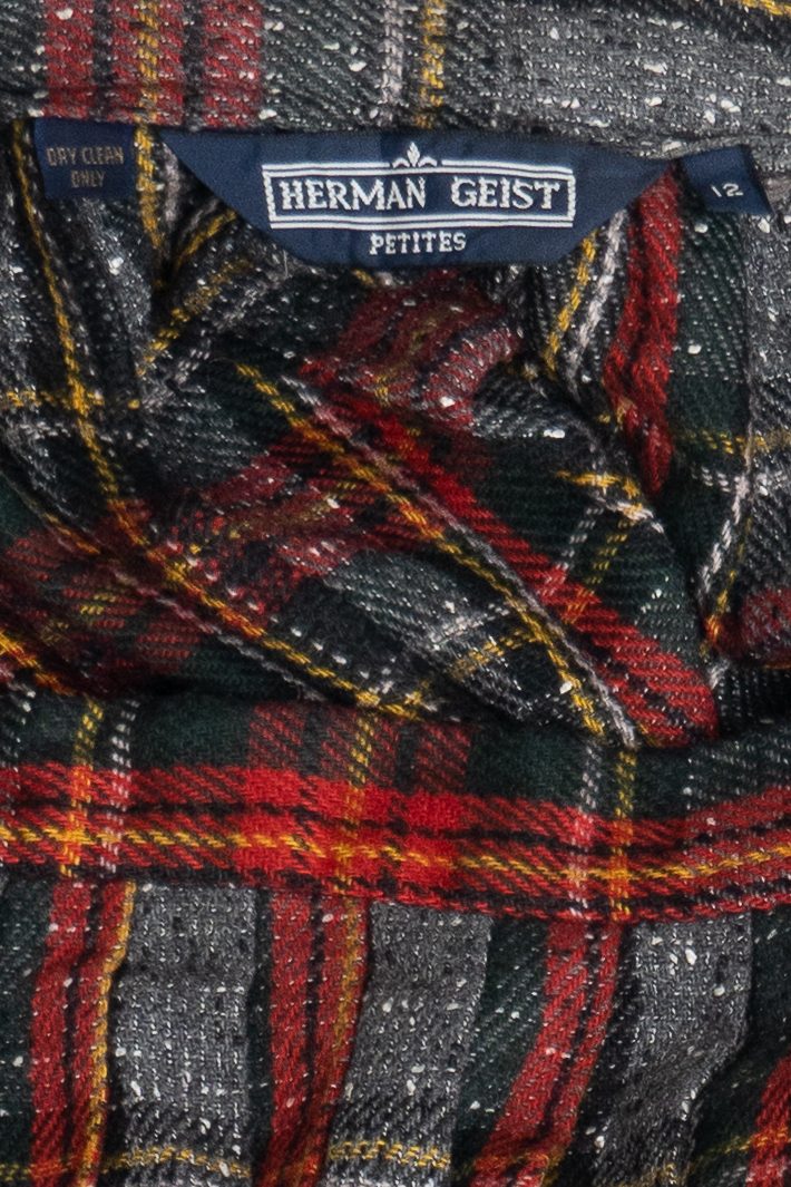 Vintage Herman Geist Plaid Pleated Wool Skirt (1990s)