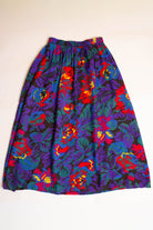Vintage Purple & Red Floral Midi Skirt (1990s)