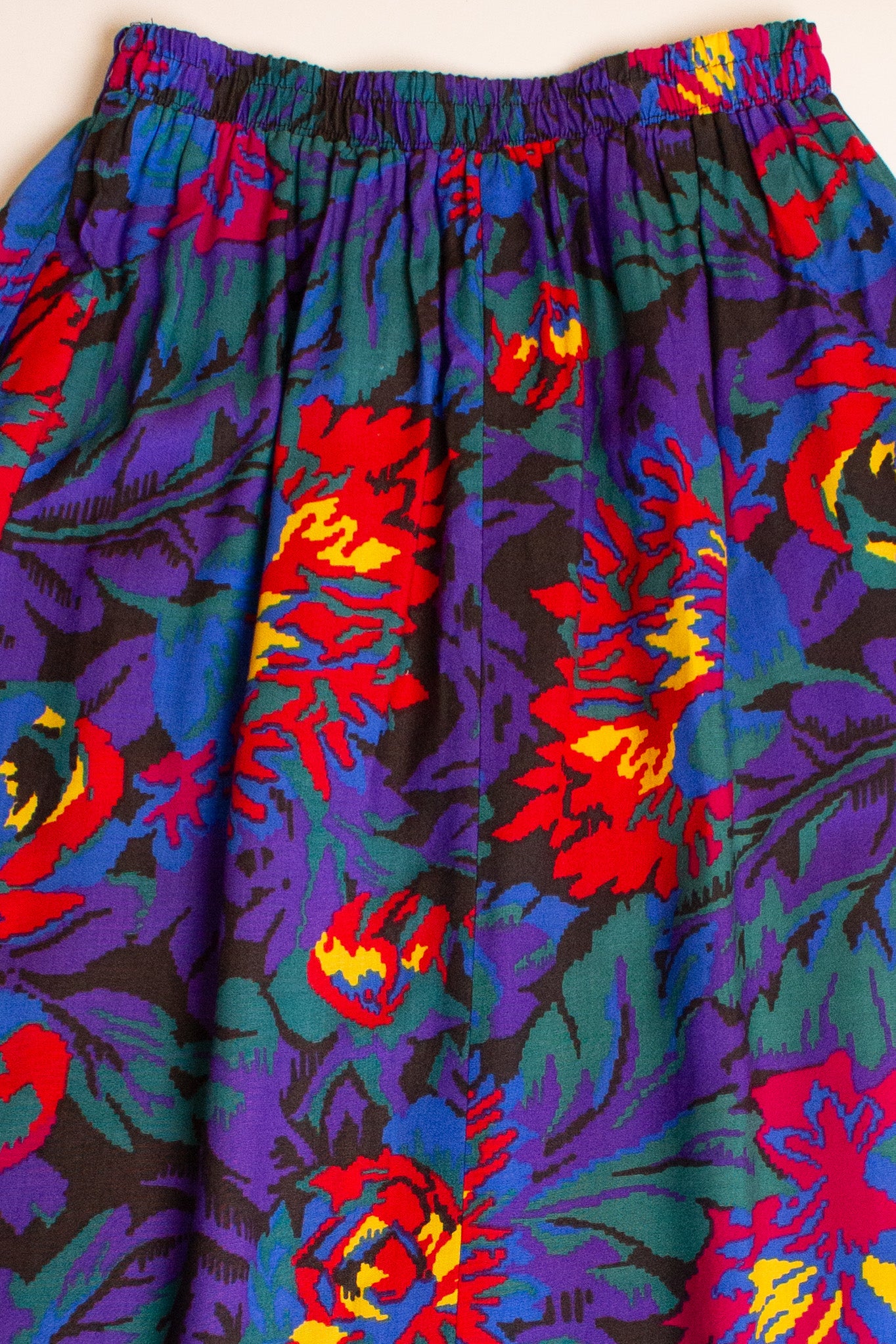 Vintage Purple & Red Floral Midi Skirt (1990s)