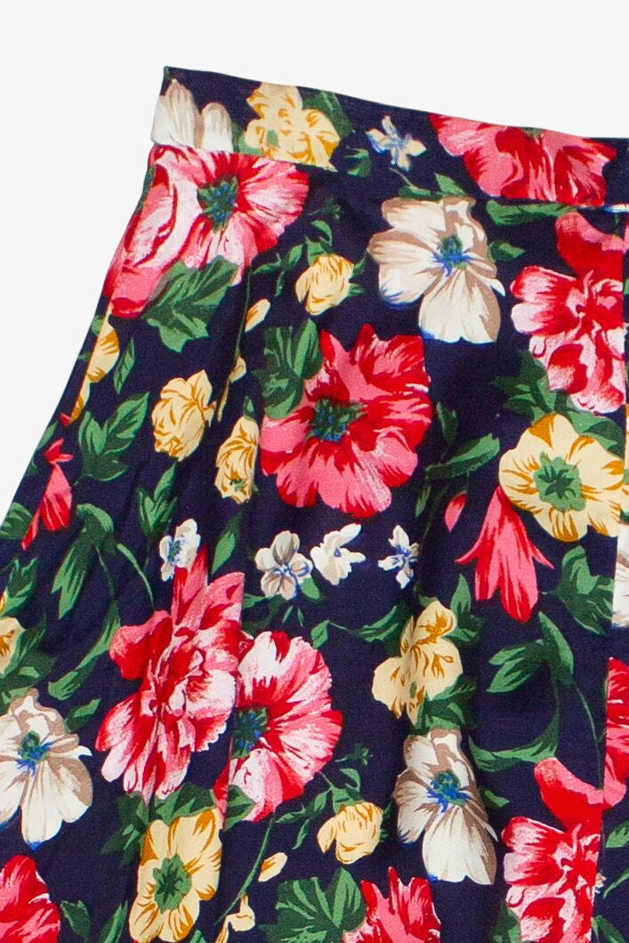 Vintage Floral Print Circle Skirt