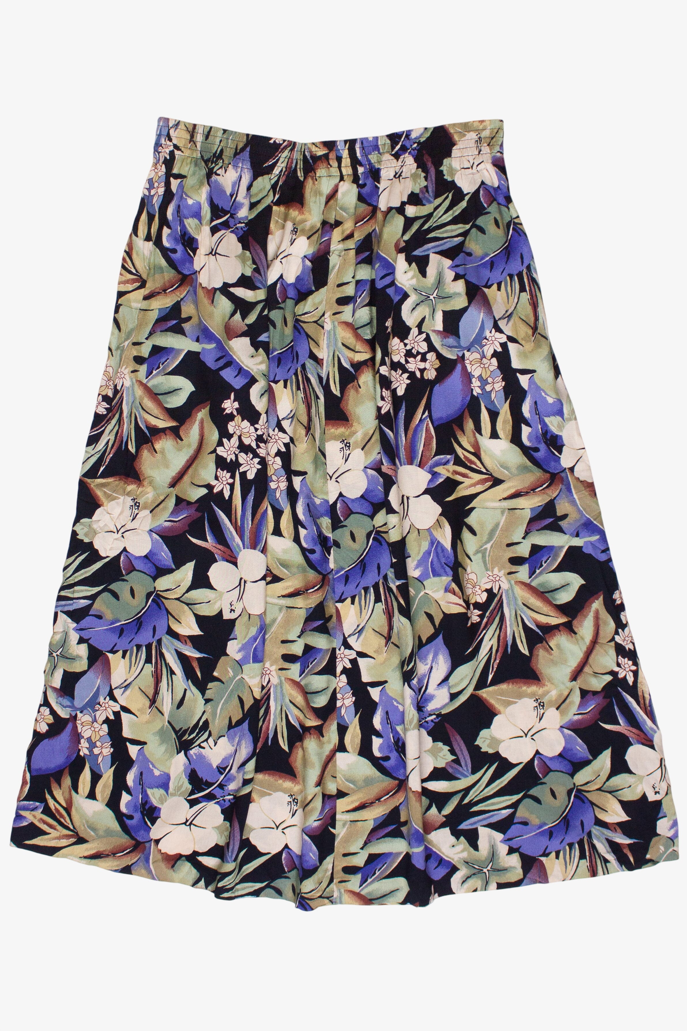Vintage Tropical Florals Sag Harbor A-Line Skirt
