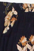 Vintage Black Cat Leaf Floral Border Print A-Line Skirt
