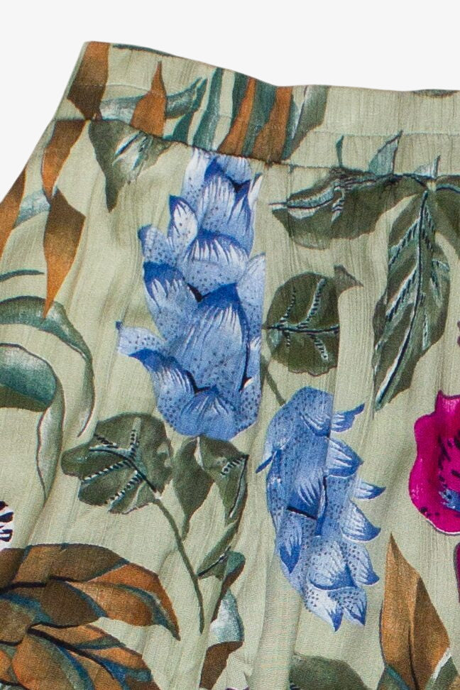 Vintage Tropical Floral Print Crinkle Karen Kane Dresses Maxi Skirt
