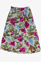 Vintage Tropical Floral Print Crinkle Karen Kane Dresses Maxi Skirt