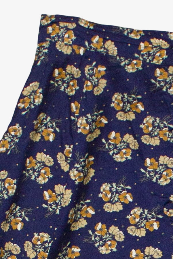 Vintage TCNY Floral Print Button Front Circle Skirt (1980s)