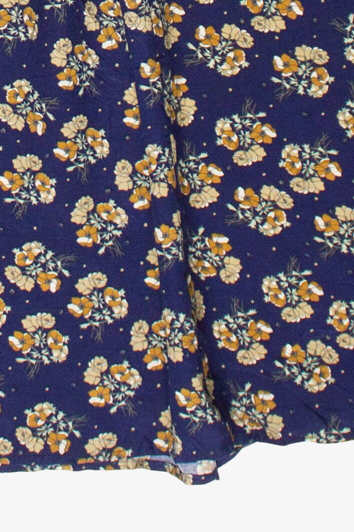 Vintage TCNY Floral Print Button Front Circle Skirt (1980s)