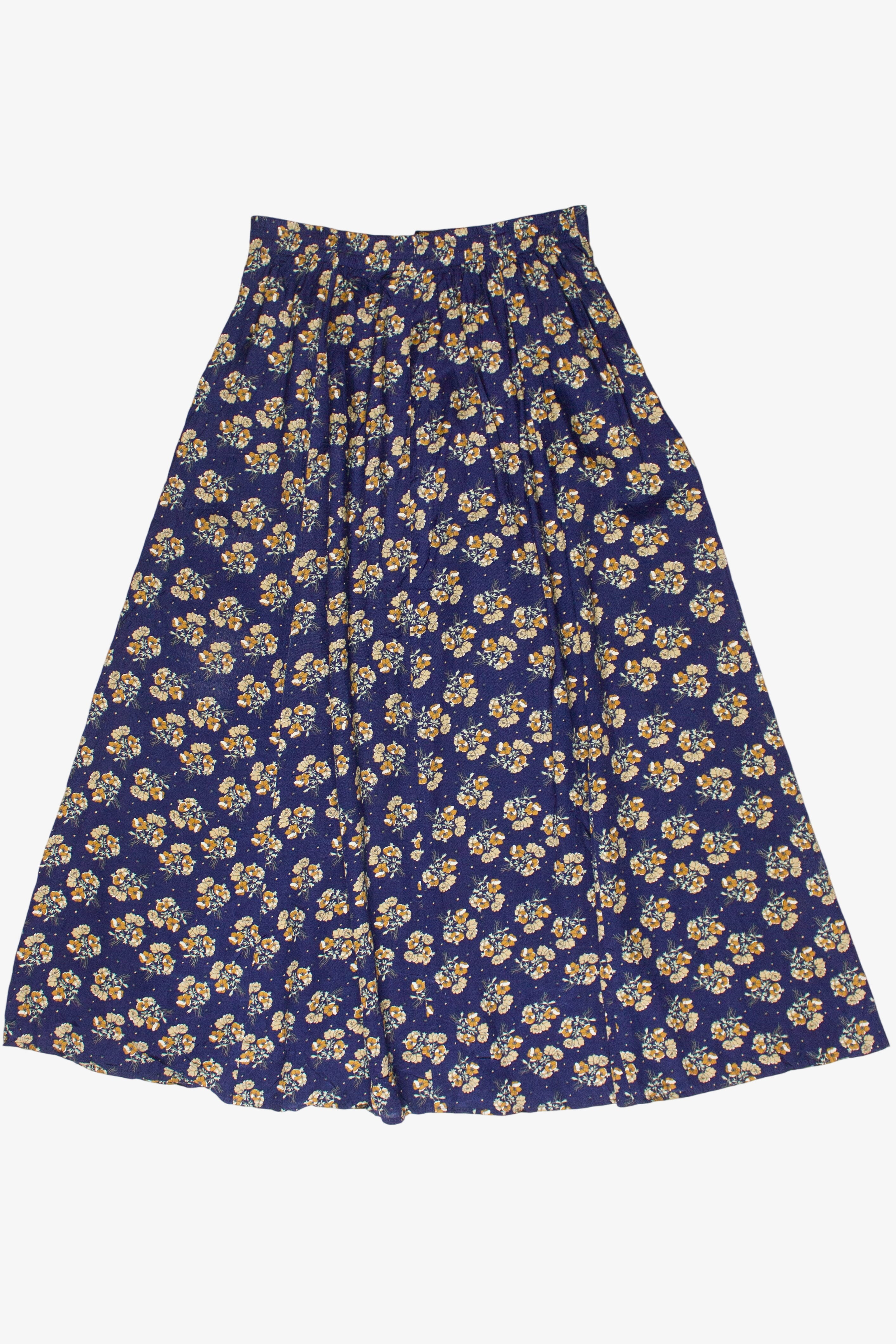 Vintage TCNY Floral Print Button Front Circle Skirt (1980s)