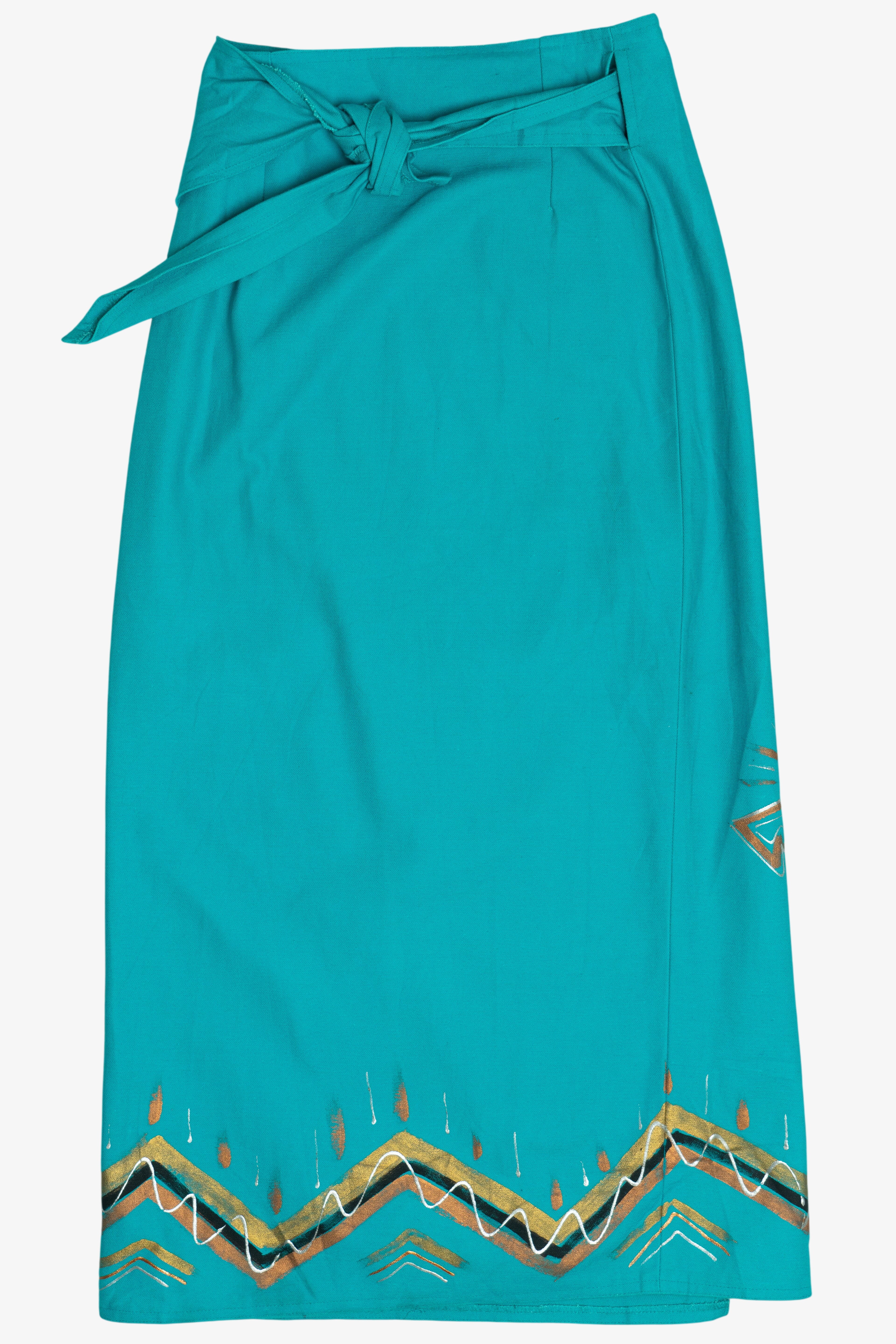 Vintage Hand Painted Miss Kitty Adjustable Waist Canvas Wrap Skirt (1980s)