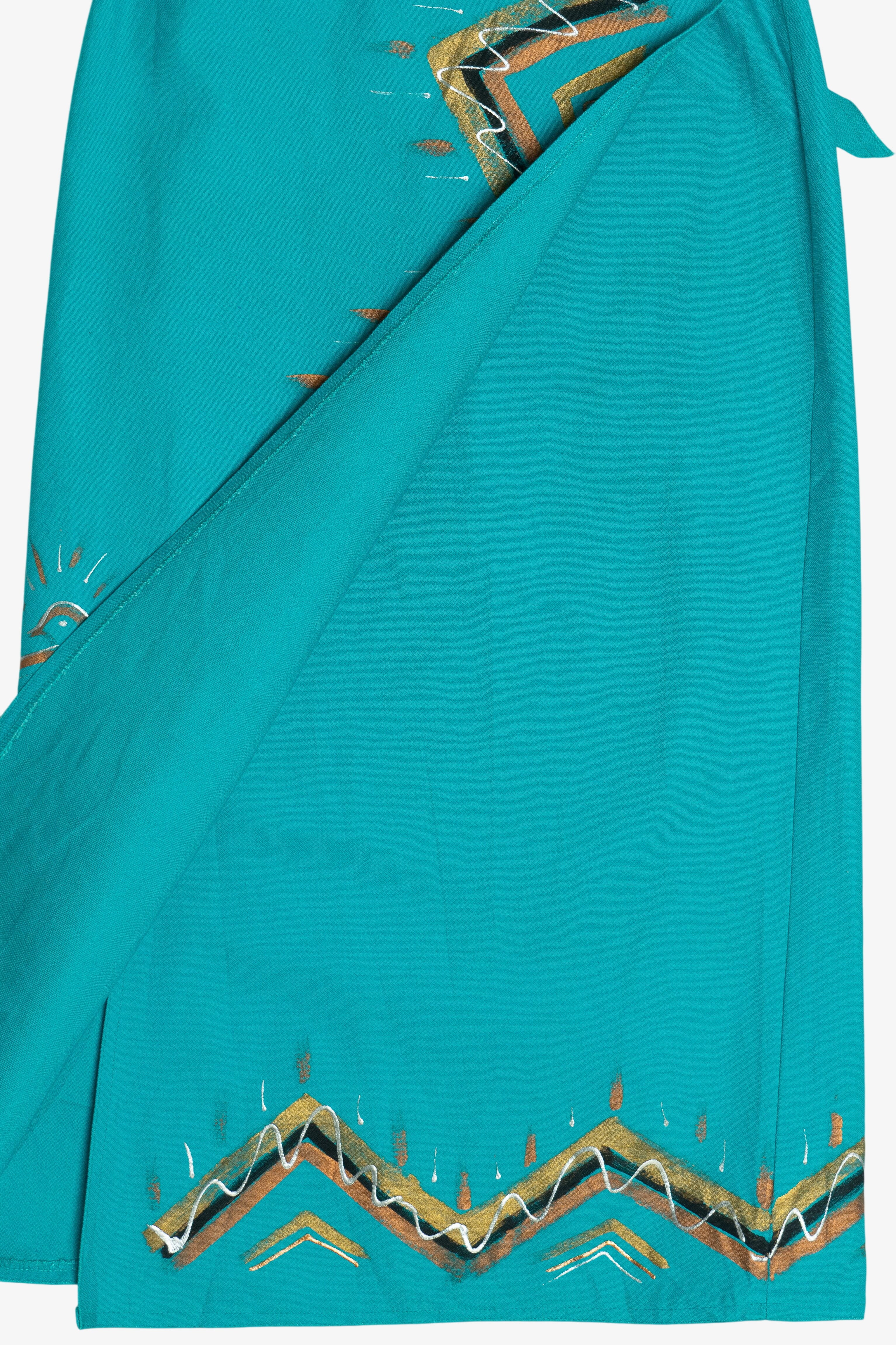 Vintage Hand Painted Miss Kitty Adjustable Waist Canvas Wrap Skirt (1980s)