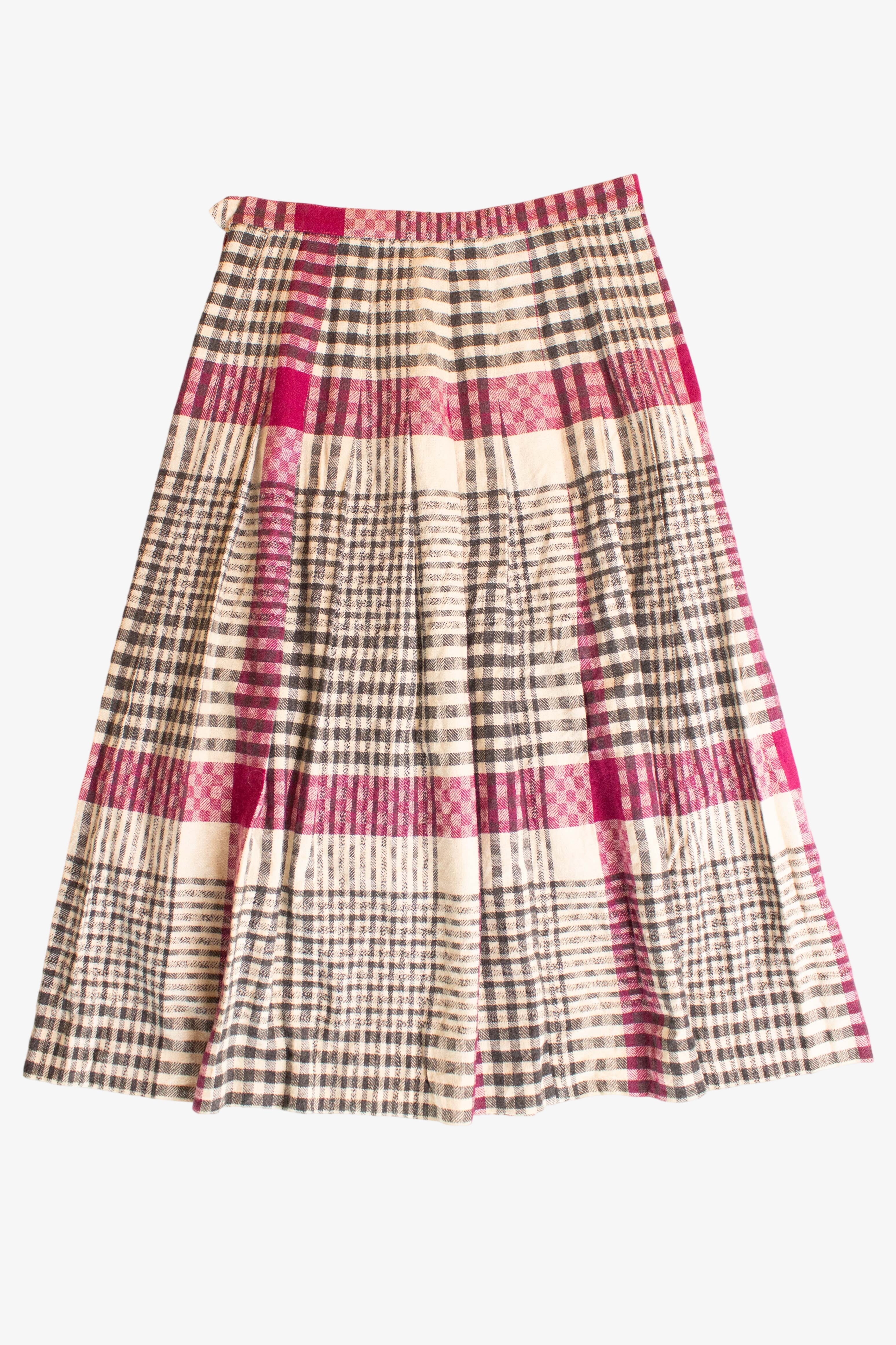 Vintage Plaid Panther Wool Skirt (1980s)