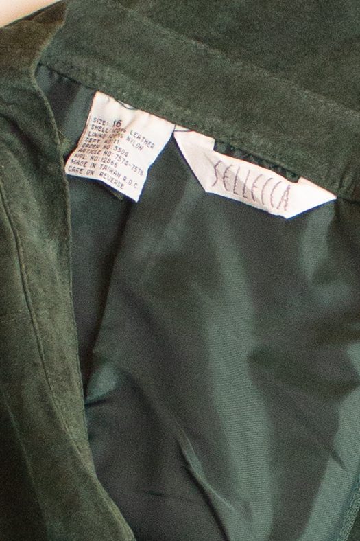 Vintage Dark Green Suede Mini Skirt (1990s)