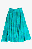 Vintage Aqua Abstract Button Front Skirt (1990s)