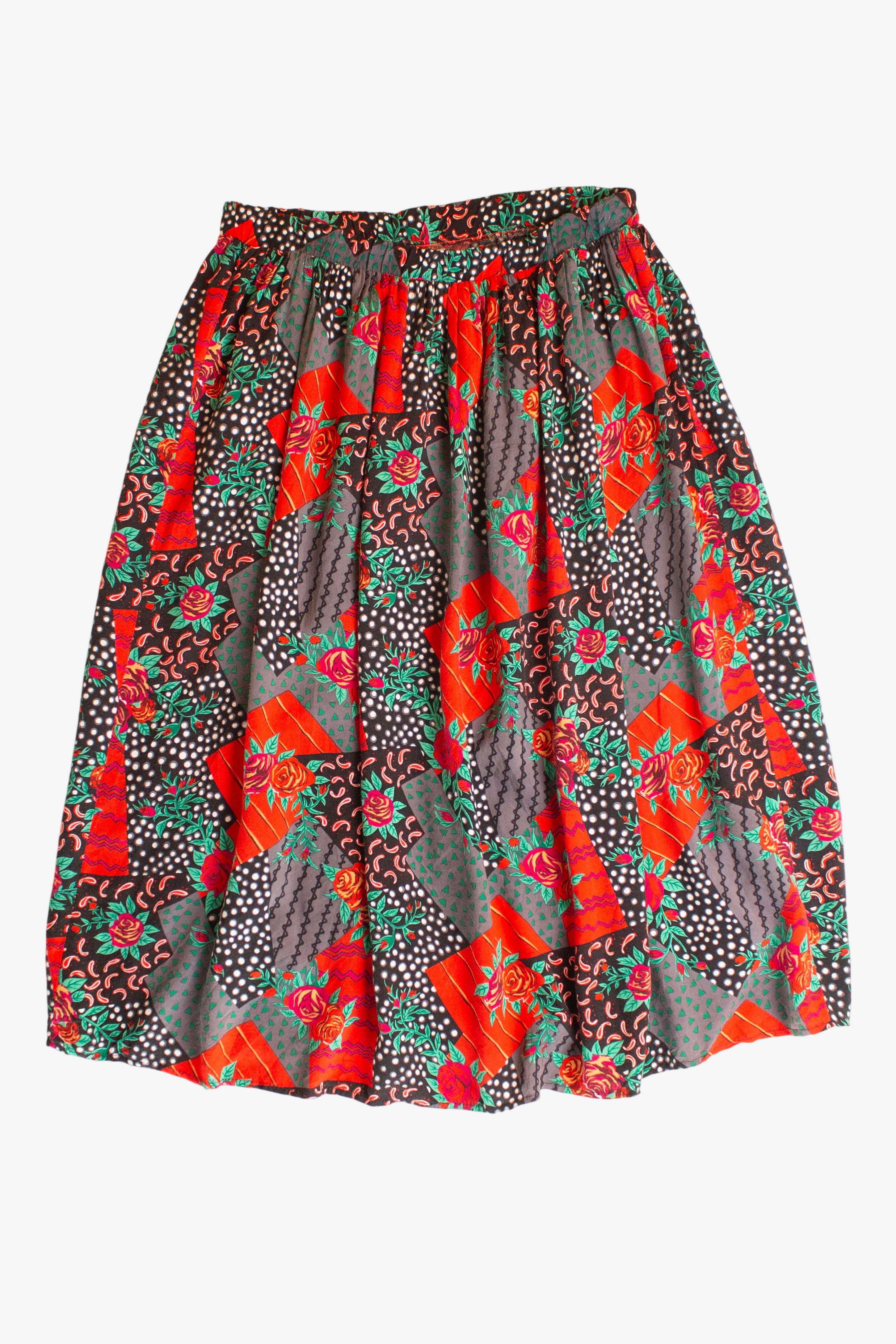 Vintage Red Roses Skirt (1990s)