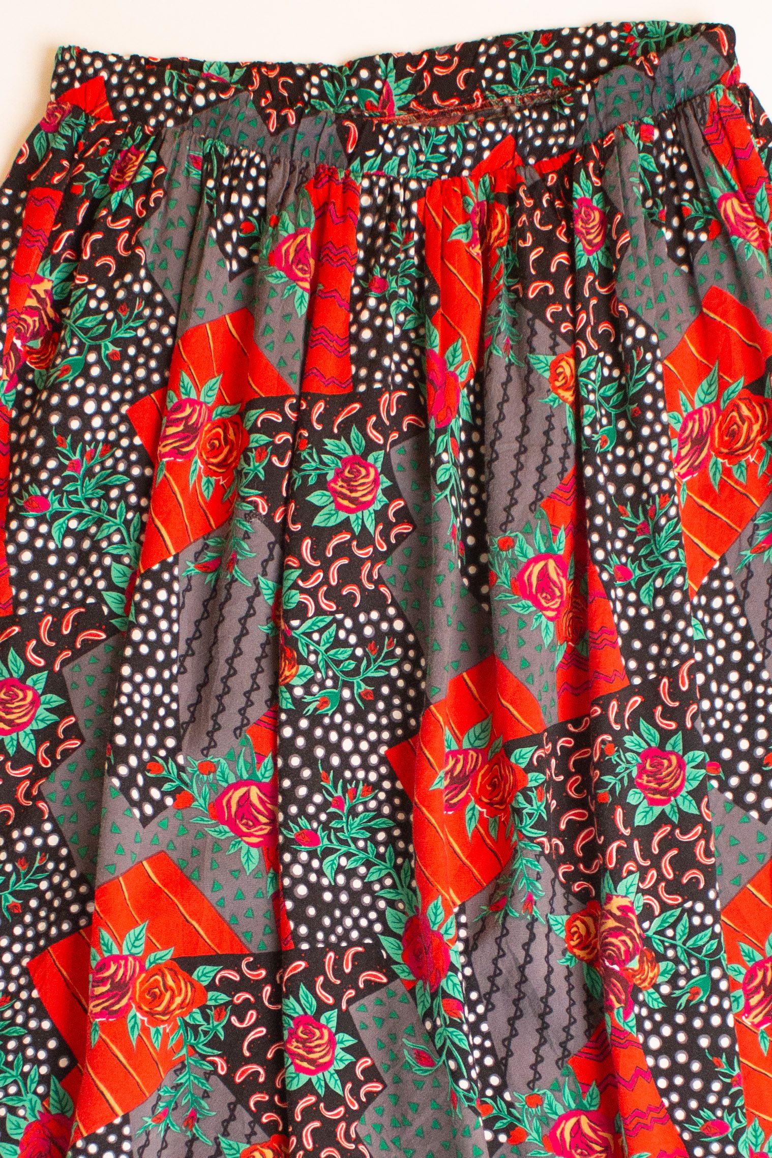 Vintage Red Roses Skirt (1990s)
