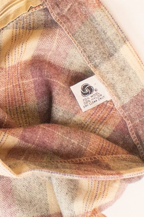 Vintage Mauve Plaid Wool Midi Skirt (1980s)