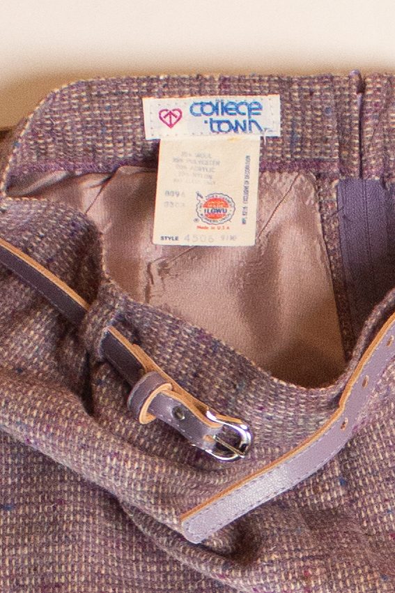 Vintage Lavender Wool Midi Skirt with Matching Belt (1980s)