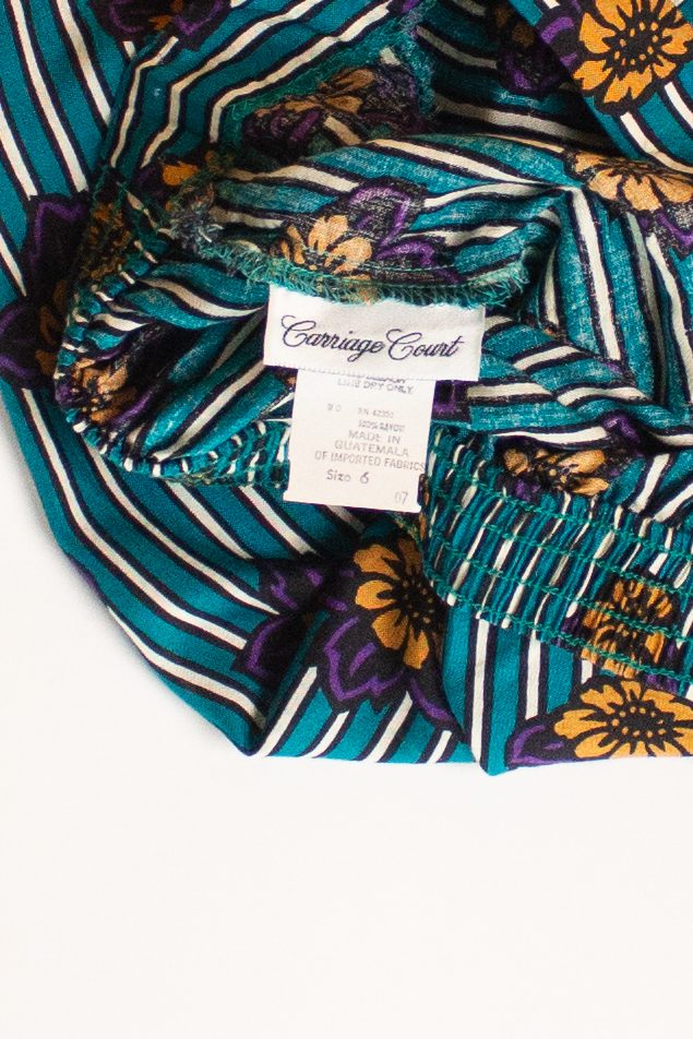 Vintage Carriage Court Stripes & Flowers Skirt (1990s)