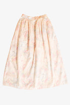 Vintage Pastel Floral Pleated Midi Skirt (1980s)