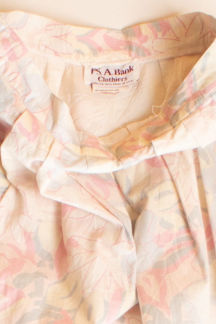 Vintage Pastel Floral Pleated Midi Skirt (1980s)