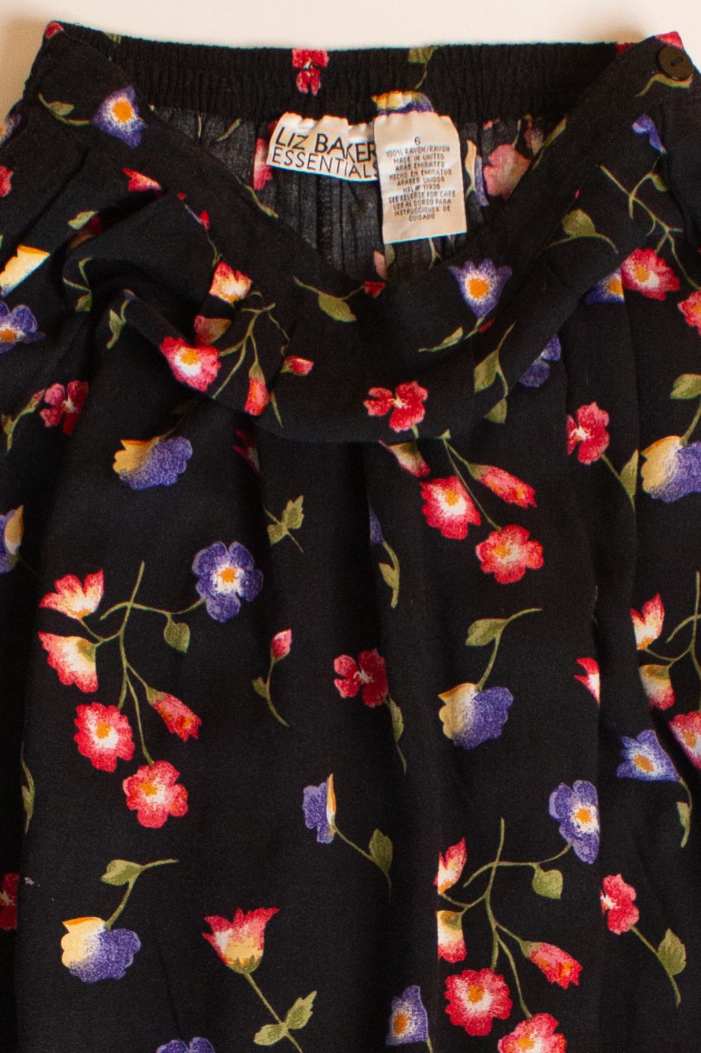 Vintage Liz Baker Black Floral Skirt (1990s)