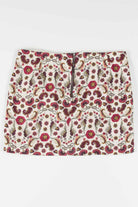 Retro Burgundy Floral Print Mini Skirt