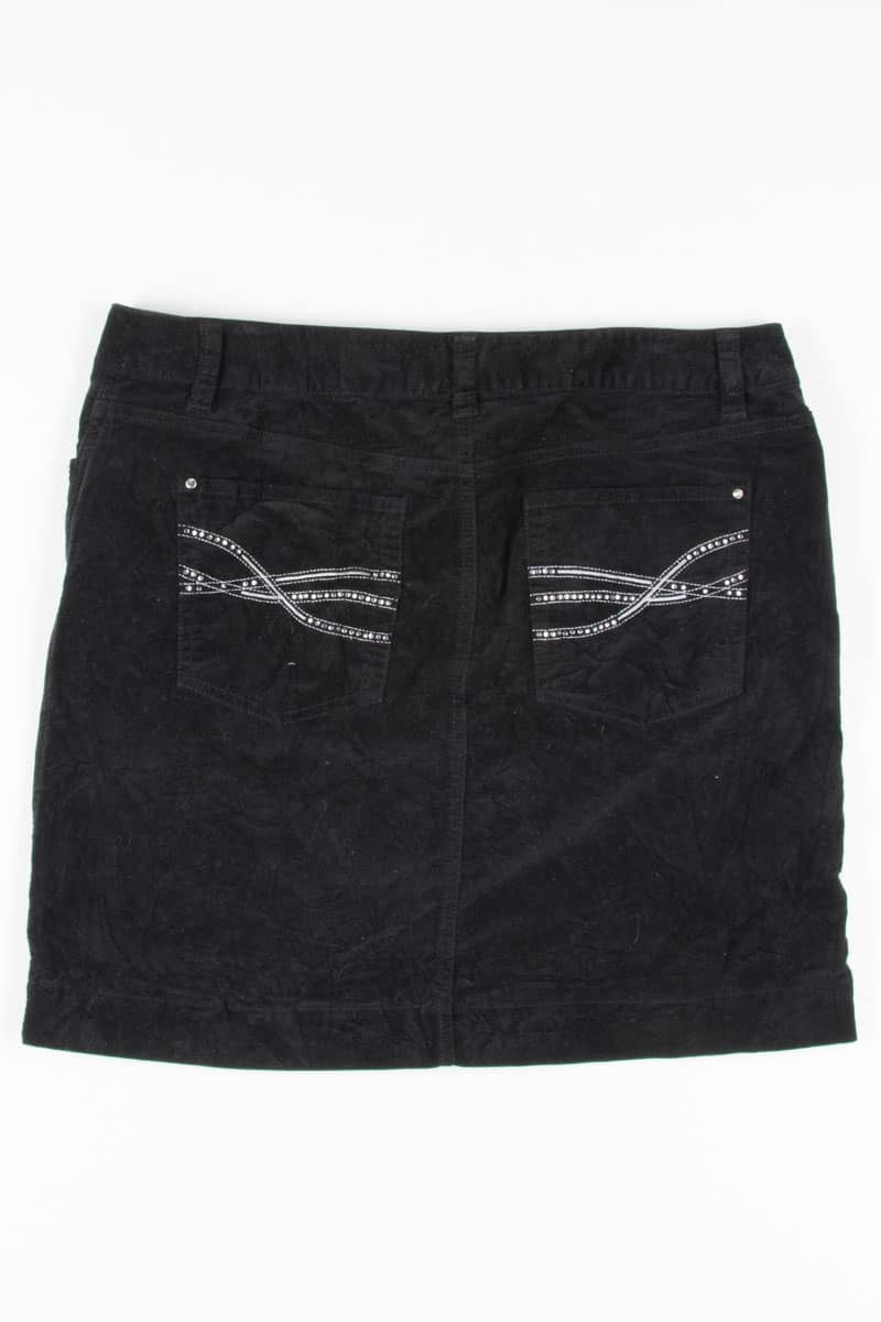 Black Bedazzled Velvet Mini Skirt