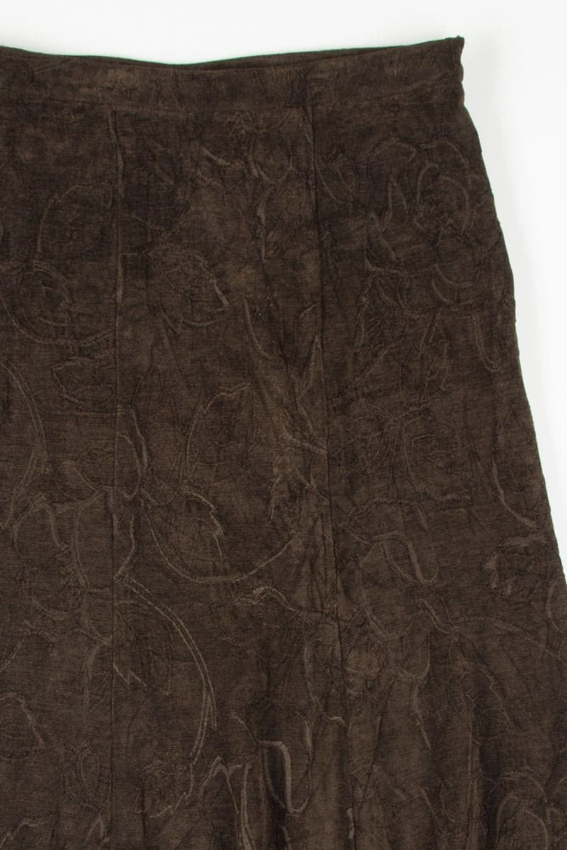 Brown Leaf Print Skirt