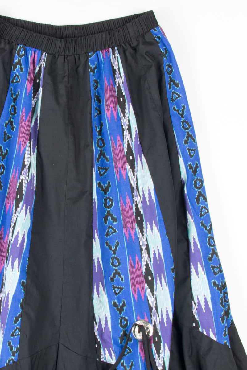 Western Pattern Black Maxi Skirt