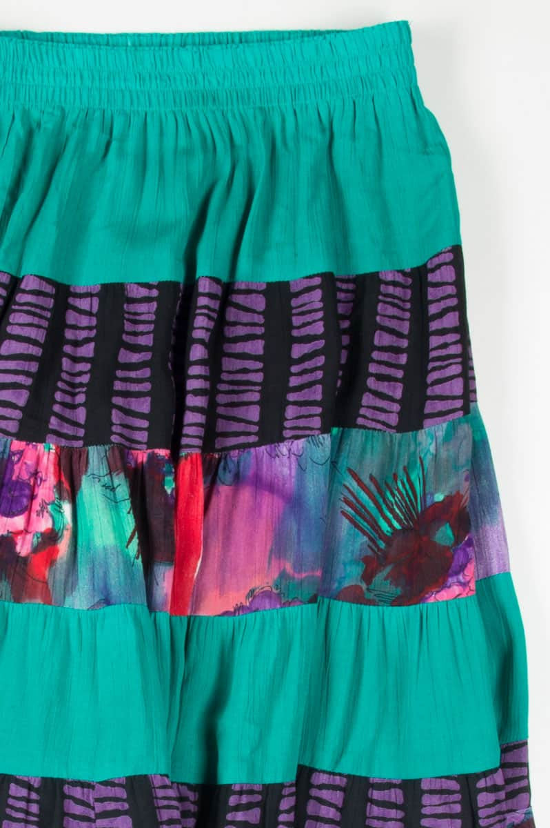 Teal Cactus Hippie Skirt