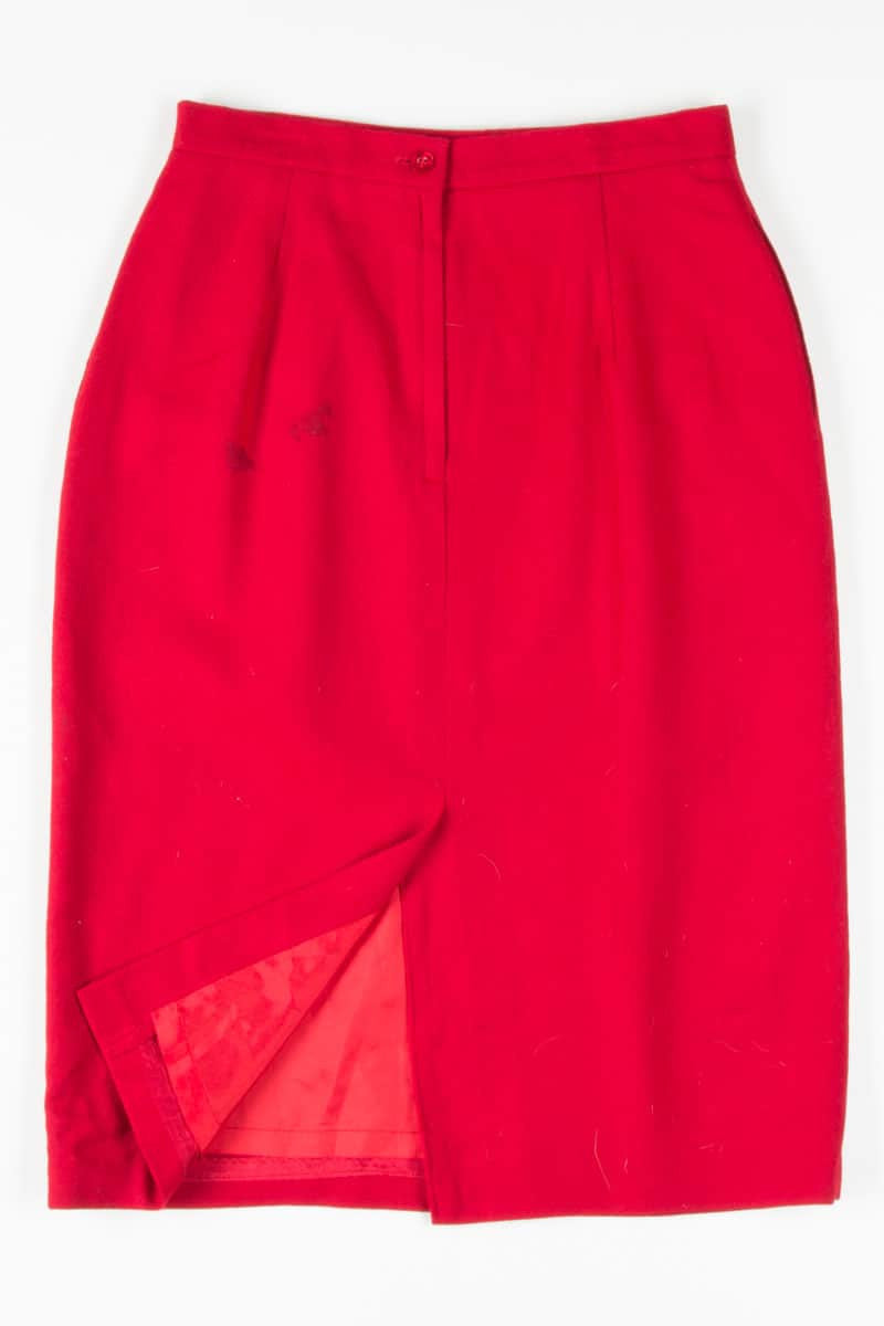 Red Wool Pencil Skirt