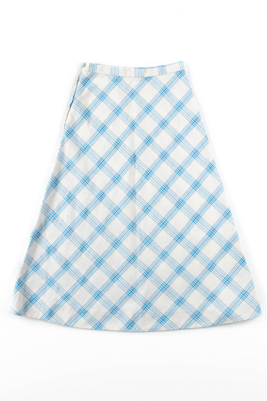 White & Blue Plaid Skirt